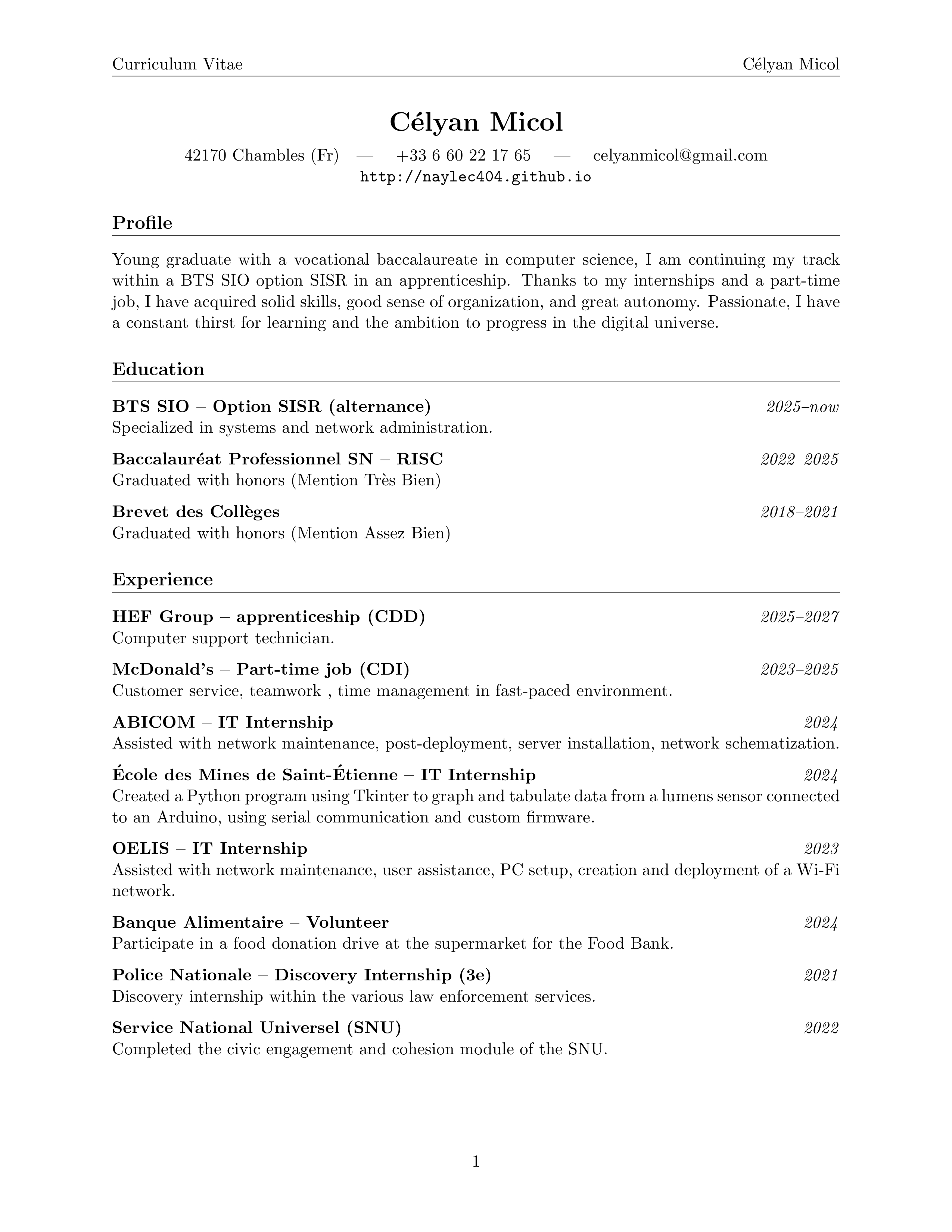 CV Célyan Micol - Page 1